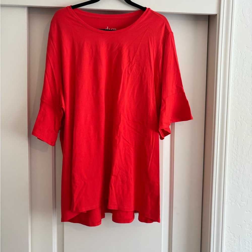 Vibrant Red Short Sleeve Women's Top